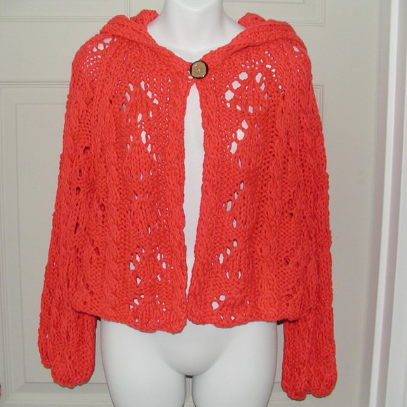 NEW Chunky Knit Moda International Big Knit Hooded Sweater, XL - Picture 3 of 3